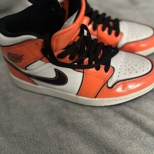Nike Orange and White Sneakers with Black Accents